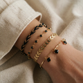 Tidløst armbåndssæt med sort zirkonia