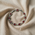 Sølvfarvet Ruby Blomsterarmbånd