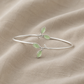 Timeless Silver Opal Leaf Bangle Bracelet