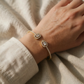 Two Stone Gold Open Cuff Bracelet