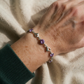 Hjerte Charm Ametyst Armbånd | Hvidguld