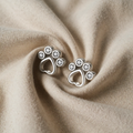 Paw Stud Earrings in Sterling Silver – With Sparkling Zirconia