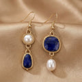 Timeless Blue Stone Pearl Earrings