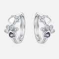 Paw Huggie Earrings in 925 Sterling Silver – With Cubic Zirconia and Heart Gem