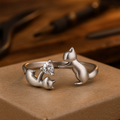 Adjustable Cat Ring in Sterling Silver with Cubic Zirconia