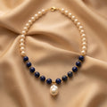 Midnight Lapis Pearl Pendant Necklace