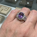 Amethyne Tusmørke Krone Ring | Hvidguld