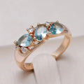 Vintage Rosaguld Ring med Blå Zircon