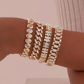 Guld chunky Cubic Zirconia justerbart armbåndssæt