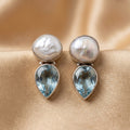 Teardrop Gemstone Drop Stud Earrings