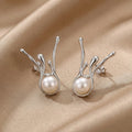 Antique Irregular Silver Pearl Earrings