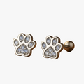 Sterling Silver Paw Print Stud Earrings – Crystal Accent