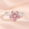 Skinnende Ring med Rosa Blomst