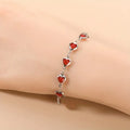 Sølv Ruby Hjerte Kæde Armbånd