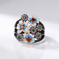 FARVERIG ENAJL BLOMSTER HAVE RING