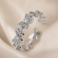 Hvidguld Sommerfugle Ring med Rhinestones