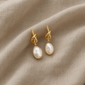 Knotted Baroque Imitation Pearl Earrings