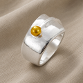 Retro åben ring med gylden perle