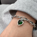 Grøn Krystal Ædelsten Vintage Sølv Charme Armbånd
