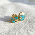 Guld Turquoise Linie Oval Øreringe
