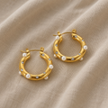 Shimmering Gold Zircon Circle Hoop Earrings