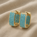 Turquoise Crush Guld Hoops