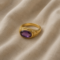 Vintage Guldring med Ametystkrystal
